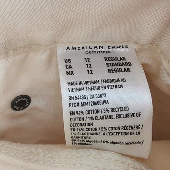New NWOT American Eagle Super High Rise Straight Jeans Off White Size 12‎ - Picture 9 of 10